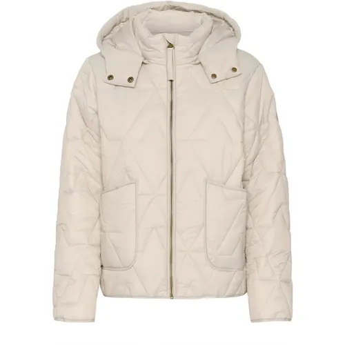 Quilted Short Jacket Feather , female, Sizes: L, S, XS, M - Cream - Modalova