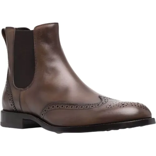 Brogue-Detail Chelsea Boots , male, Sizes: 9 1/2 UK - TOD'S - Modalova