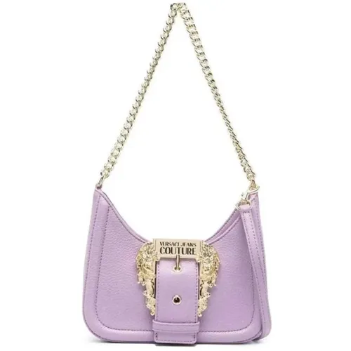 Lilac Shoulder Bag with Logo Buckle , female, Sizes: ONE SIZE - Versace Jeans Couture - Modalova