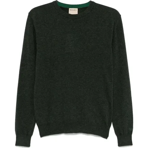 Grüner Pullover mit Girocollo-Ausschnitt , Herren, Größe: 2XL - Woolrich - Modalova