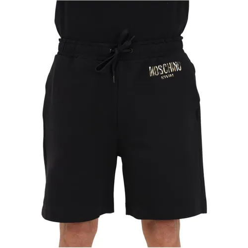 Schwarze Shorts mit gepunktetem Logo-Print , Herren, Größe: L - Moschino - Modalova