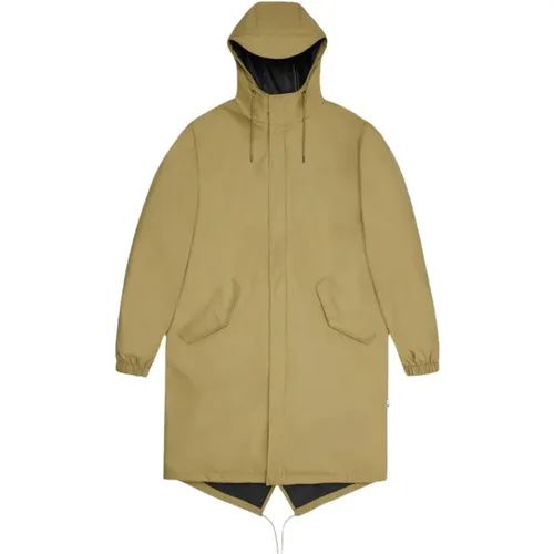 Khaki Fishtail Parka Wasserdicht Winddicht Leicht , Damen, Größe: L - Rains - Modalova