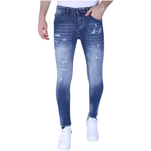 Slim Fit Jeans Für Männer Mit Gebleichter Waschung - 1094 - Local Fanatic - Modalova