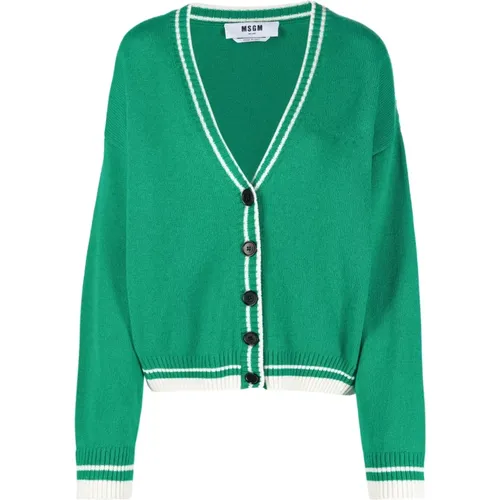 Grüner Woll-Kaschmir-Cardigan , Damen, Größe: M - MSGM - Modalova