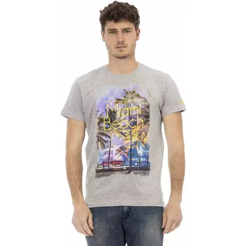 Stilvolles Graues Freizeit-T-Shirt mit Einfachem Druck , Herren, Größe: L - Trussardi - Modalova