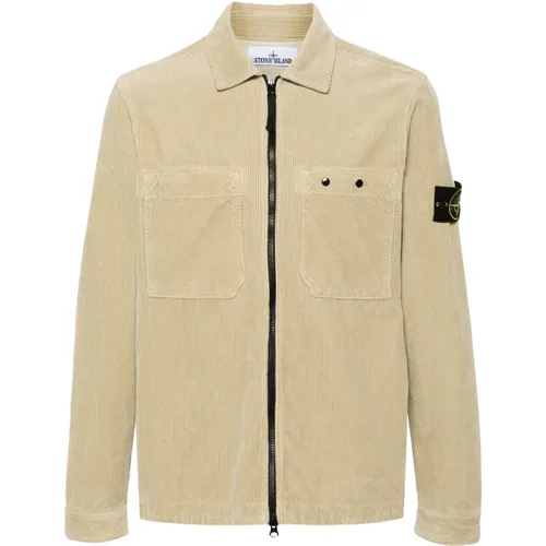 Off White Corduroy Overshirt - Stone Island - Modalova