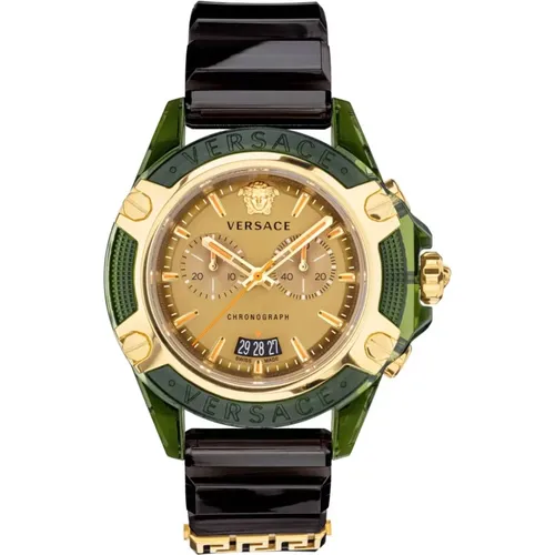 Chrono Active Green Silicone Chronograph Watch , male, Sizes: ONE SIZE - Versace - Modalova