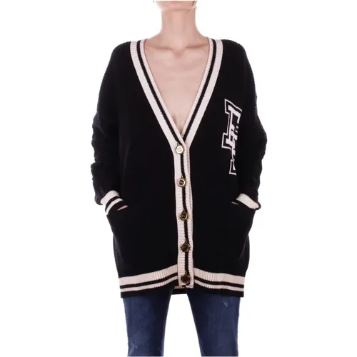 Front Logo Cardigan Sweaters,Trendiger Woll-Cardigan im College-Stil - Elisabetta Franchi - Modalova