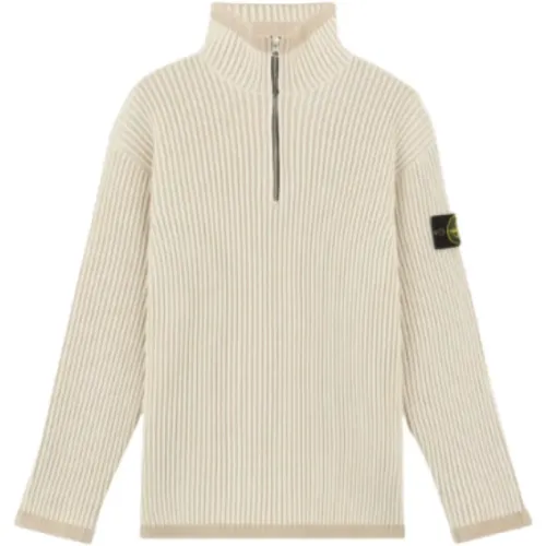 Wollpullover mit Reißverschluss , Herren, Größe: M - Stone Island - Modalova