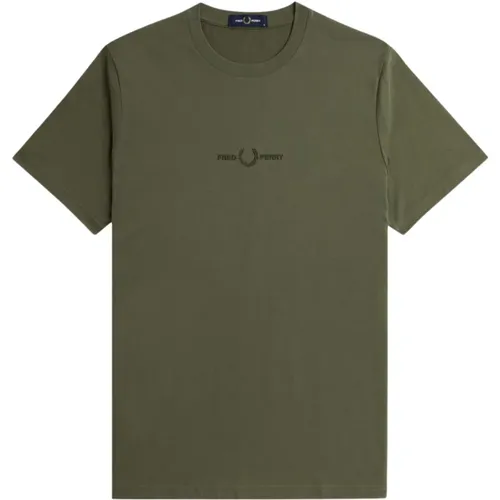 Besticktes T-Shirt Grünes Oberteil , Herren, Größe: S - Fred Perry - Modalova