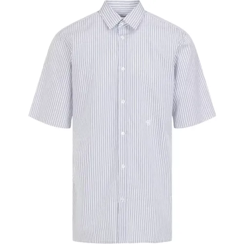 White Cotton Shirt with Blue Stripes , male, Sizes: L, 2XS - Maison Margiela - Modalova