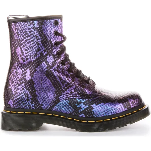 Snake Print Laceup Boots , female, Sizes: 6 UK, 7 UK, 5 UK, 4 UK - Dr. Martens - Modalova