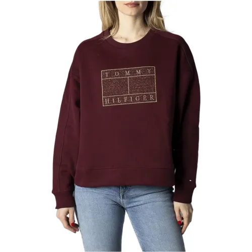 Bordeaux Print Sweatshirt , Damen, Größe: 2XS - Tommy Jeans - Modalova