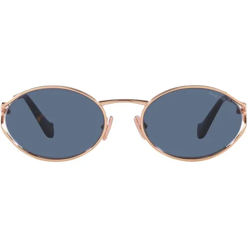 Oval Sonnenbrille mit Dunkelblauen Gläsern - Miu Miu - Modalova