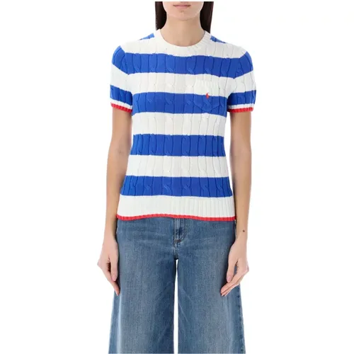 Cotton Cable Knit Short Sleeve T-Shirt , female, Sizes: S - Ralph Lauren - Modalova