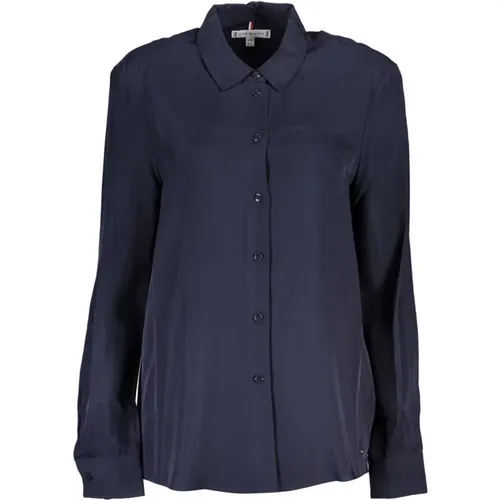 Blaue Bluse mit Italienischem Kragen , Damen, Größe: XS - Tommy Hilfiger - Modalova