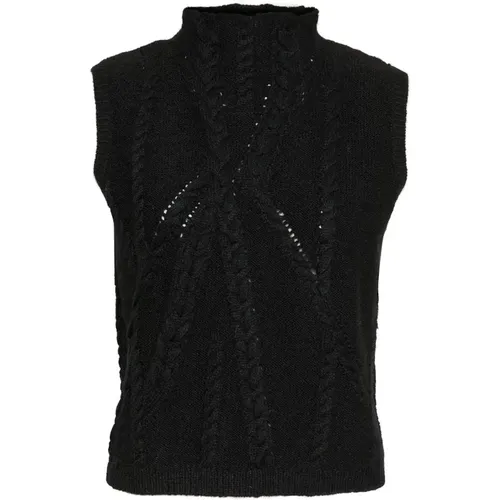 Schwarze Strickweste Solamw Stil , Damen, Größe: XL - My Essential Wardrobe - Modalova