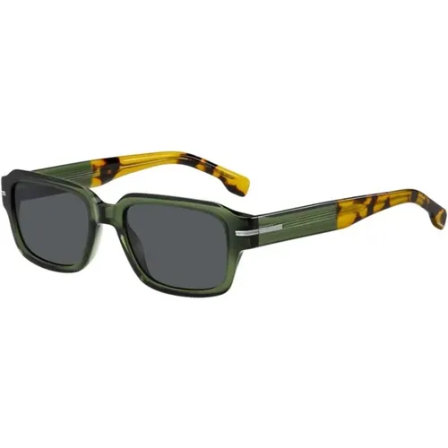 Grüne Havana Sonnenbrille mit grauen Gläsern - Boss - Modalova