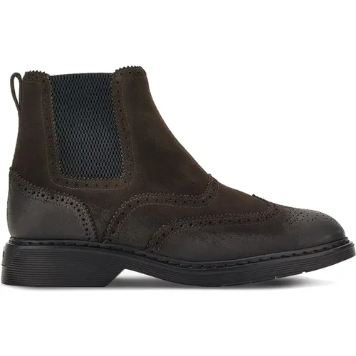 Vintage Style Suede Ankle Boot , male, Sizes: 7 1/2 UK - Hogan - Modalova