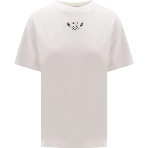 Off , Crew-neck T-Shirt with Arrow Logo , female, Sizes: S, XS - Off White - Modalova