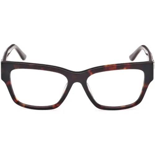 Rectangular Eyeglasses with Animal Print Arms , female, Sizes: 53 MM - Guess - Modalova
