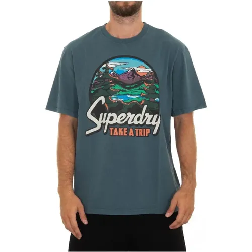 Travel T-shirt , male, Sizes: S, L, XL, M - Superdry - Modalova