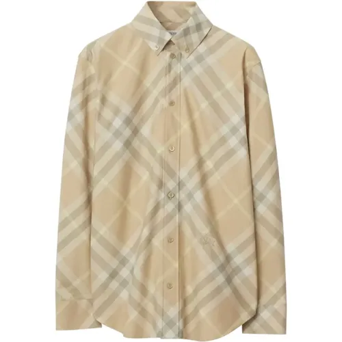 Twill Collar Shirt with Check , female, Sizes: 2XS, 3XS - Burberry - Modalova