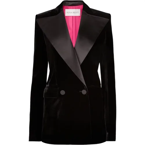 Velvet Double-Breasted Blazer , female, Sizes: M, S, 2XS, XS, L, XL - Nina Ricci - Modalova