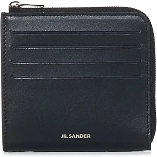 Wallet with Zip Closure and Silver Logo , male, Sizes: ONE SIZE - Jil Sander - Modalova
