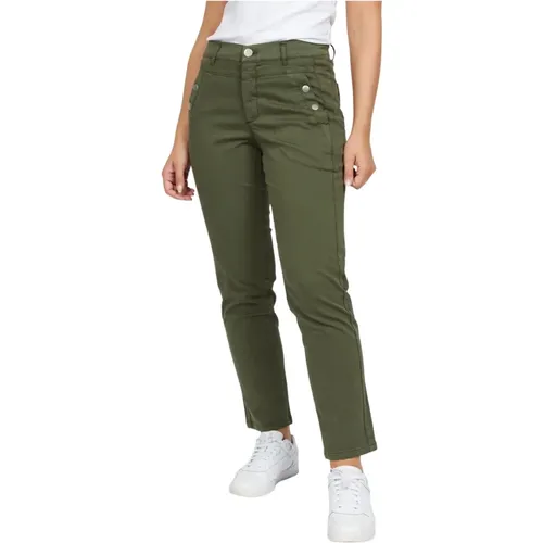 Herbstgrüne Jeans mit hoher Taille und regulärer Passform - 2-Biz - Modalova