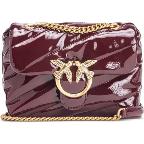 Quilted Burgundy Shoulder Bag with Gold-Tone Hardware , female, Sizes: ONE SIZE - pinko - Modalova