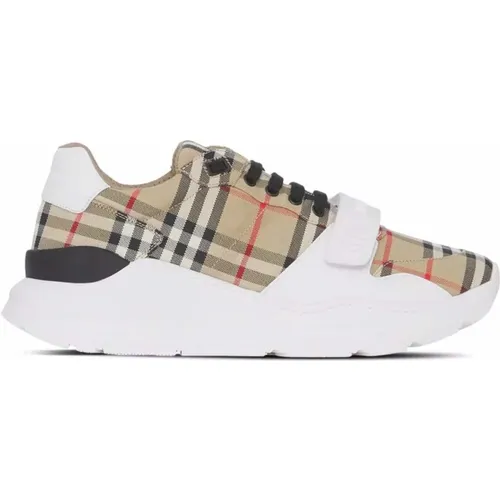 Beige Sneakers mit Klettverschluss , Damen, Größe: 40 EU - Burberry - Modalova