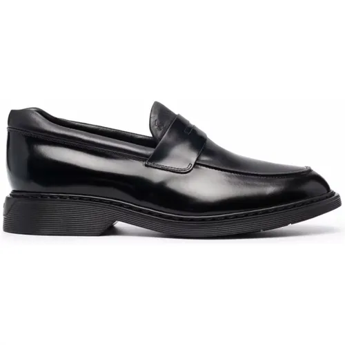 Brushed Leather Loafers , male, Sizes: 5 UK - Hogan - Modalova
