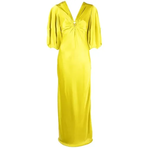 Ruched-detail V-neck Gown , female, Sizes: 2XS - Stella Mccartney - Modalova