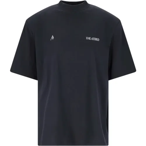 Schwarzes Baumwoll-T-Shirt mit Logo-Print - The Attico - Modalova