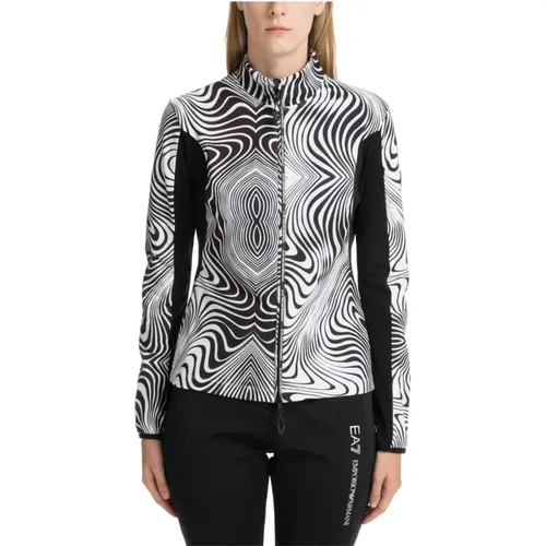 Abstrakter Multicolor Reißverschluss-Sweatshirt , Damen, Größe: S - Emporio Armani EA7 - Modalova