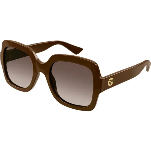 Braune Sonnenbrille , Damen, Größe: 54 MM - Gucci - Modalova