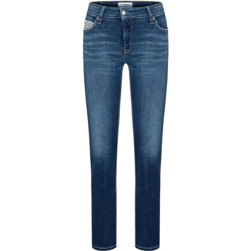 Blaue Denim-Jeans mit Steinverzierung , Damen, Größe: L - CAMBIO - Modalova