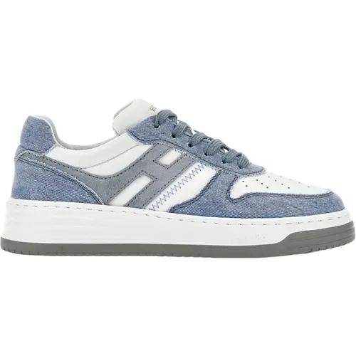 Weiße Leder- und Denim-Sneaker , Damen, Größe: 36 EU - Hogan - Modalova