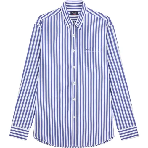 Blau-weiß gestreiftes Langarmhemd , Herren, Größe: 3XL - PAUL & SHARK - Modalova