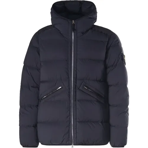 Feather Padded Navy Jacket Zip Closure , male, Sizes: S, L, XL, M, 2XL - Stone Island - Modalova