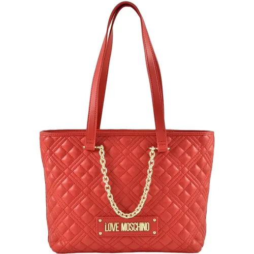 Weiße Handtasche mit Signatur Staubbeutel - Love Moschino - Modalova