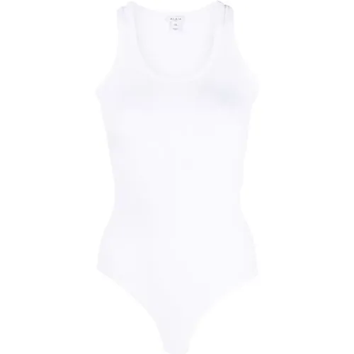 Ribbed Knit Tank Top in Blanc , female, Sizes: XS - Alaïa - Modalova