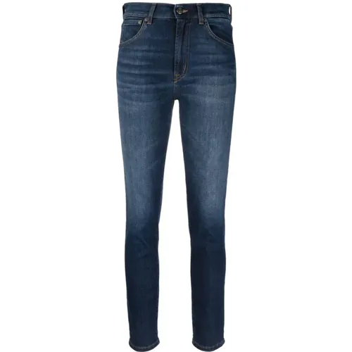 Blaue High-Waisted Skinny Jeans , Damen, Größe: W28 - Dondup - Modalova