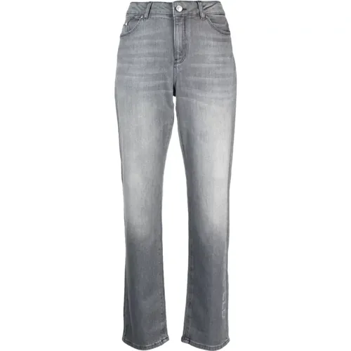 Grey Rhinestone Logo Jeans , female, Sizes: W27, W28, W29 - Karl Lagerfeld - Modalova