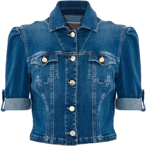 Kurze Ärmel Crop Denim Jacke , Damen, Größe: L - Kocca - Modalova