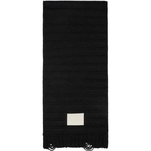 Ribbed Wool Scarf Frayed Edges , female, Sizes: ONE SIZE - MM6 Maison Margiela - Modalova