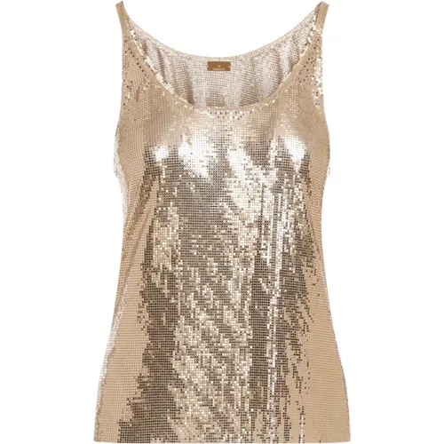 Gold Print Mesh Tank Top , female, Sizes: XS - Paco Rabanne - Modalova