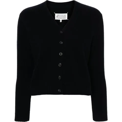 Black Wool V-Neck Sweater , female, Sizes: M - Maison Margiela - Modalova