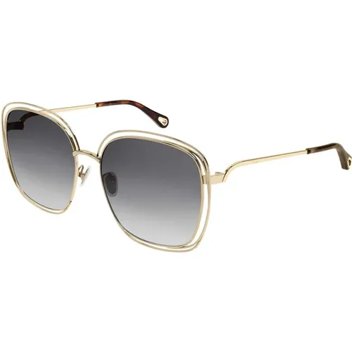 Gold/Grey Shaded Sunglasses , female, Sizes: 58 MM - Chloé - Modalova
